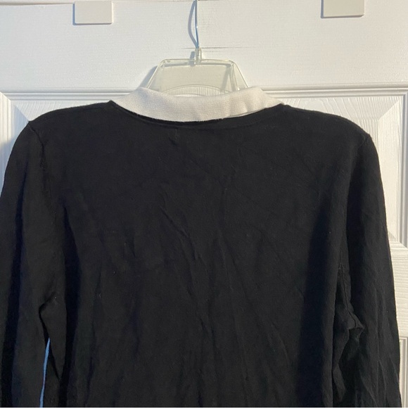 Calvin Klein Women’s Black & Off-White 3/4 Sleeve Collared Sweater Size L - Picture 9 of 12